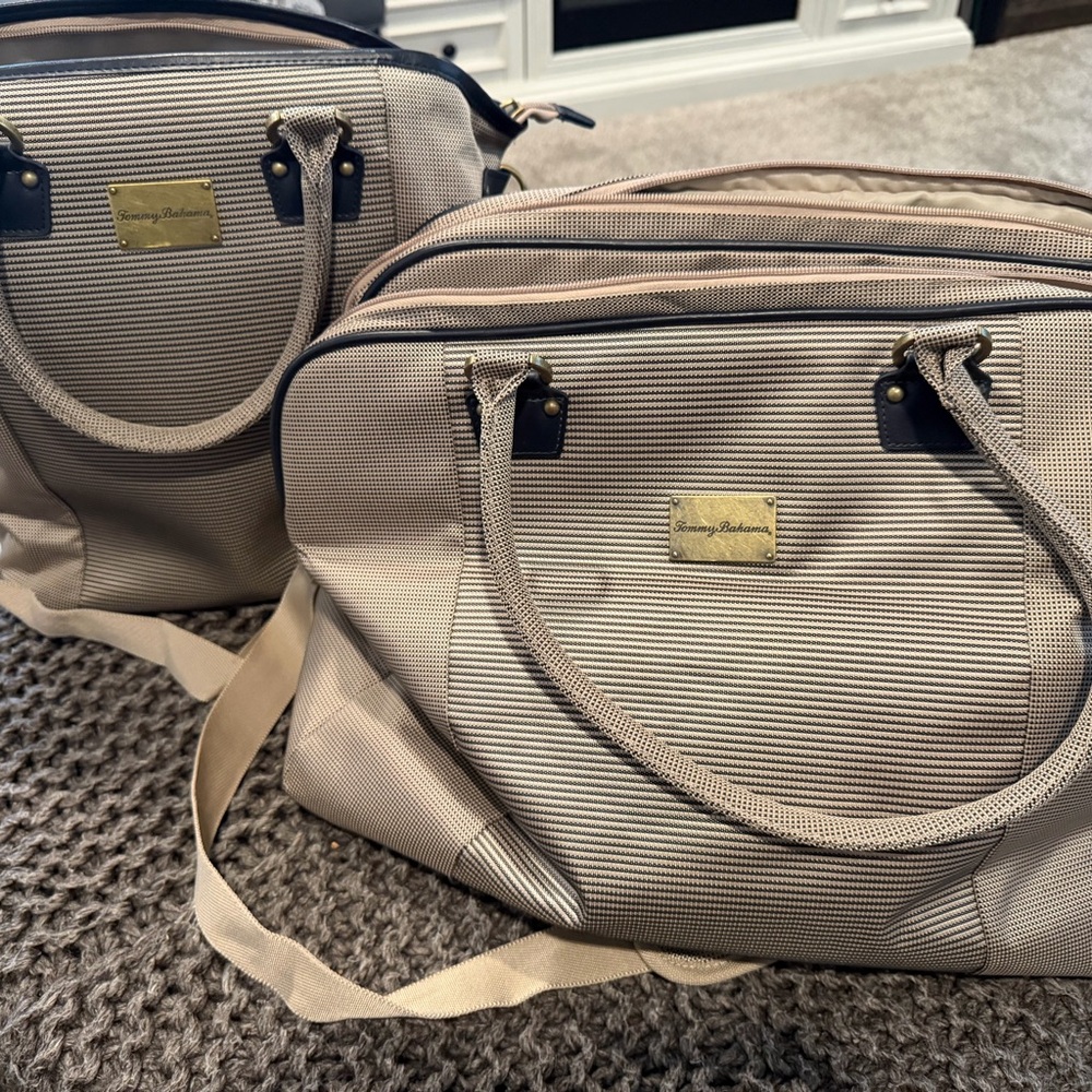 Tommy Bahama Beige and Navy Women's Baby Bag